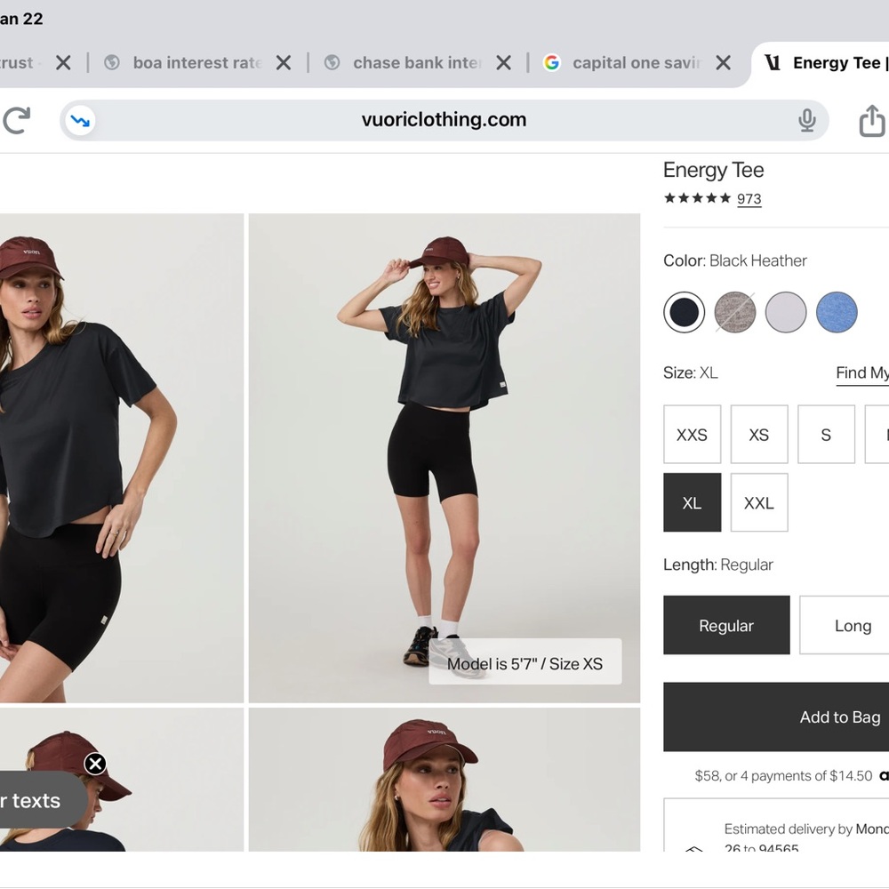 Vuori Charcoal Heather Energy Tee